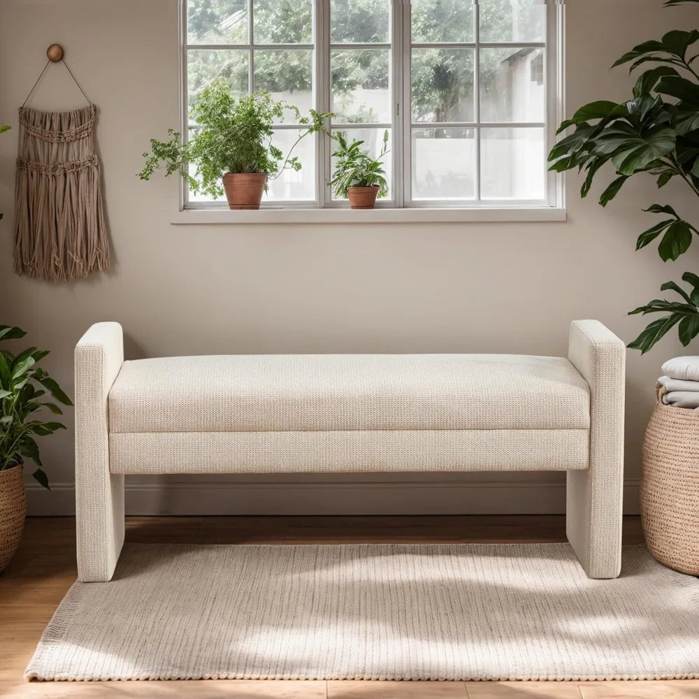 51" Bedroom Bench, End of Bed Benchs, Fabric Ottoman Benches, Entryway Benchs, Comfy Modern Bench, Bed Benches for Foot