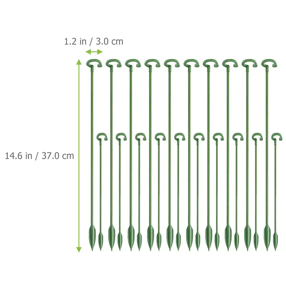 40 Pcs Flower Stand Plant Support Rack Sticks Orchid Stake Gardening Growth Poles Plastic Small Potted Fixed Rods Green Home