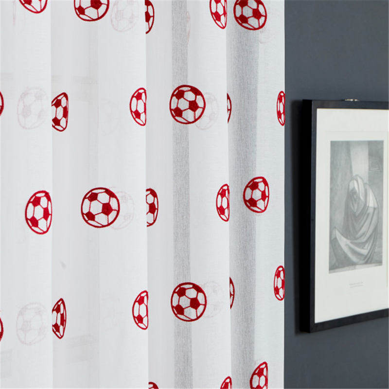Children's Room Football Embroidered Window Screen
