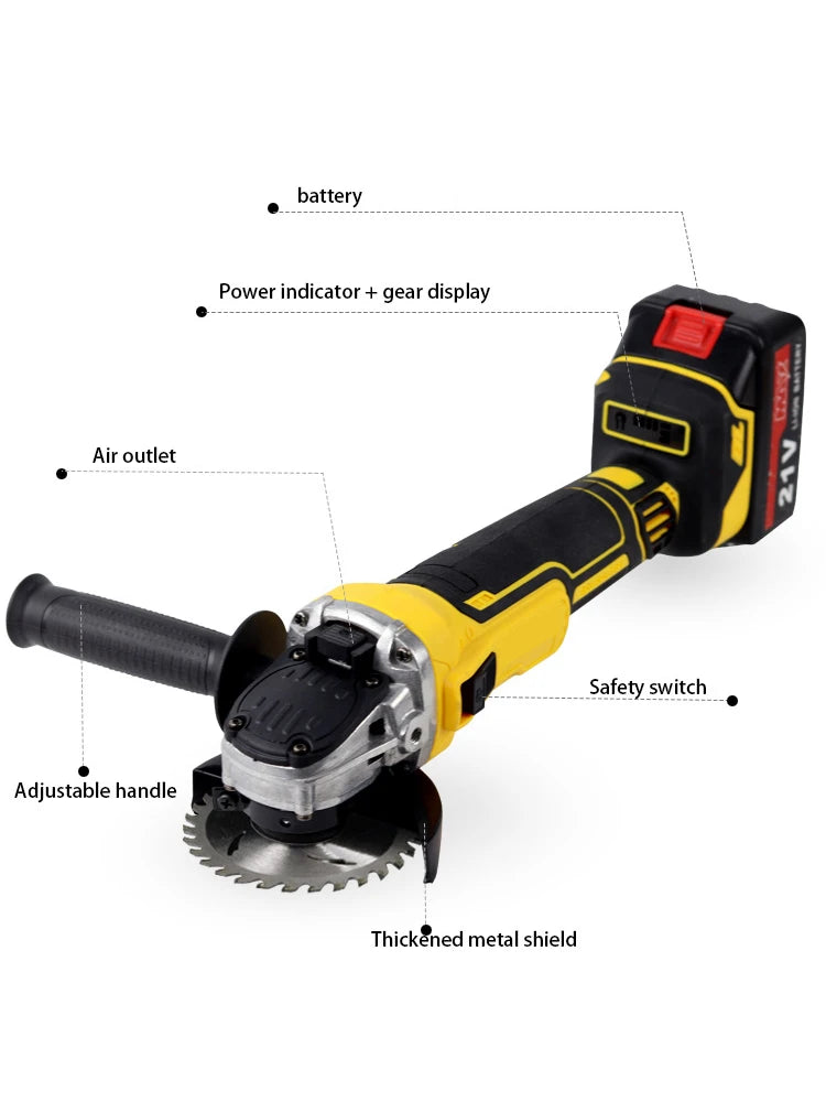 Brushless Angle Grinder For Makita 21V Battery(No Battery) 100mm/125mm Flat Head Angle Grinder Bare Machine Tool Cutting Machine