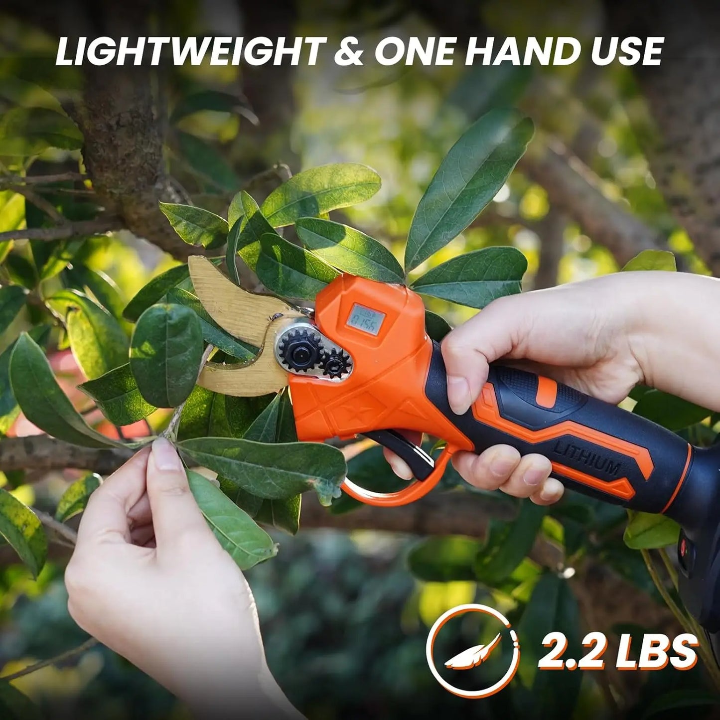 Electric Pruning Shears, 21V Electric Pruner with LCD Display, Cordless Pruning Shears Brushless with 2Pcs Rechargeable Batterie