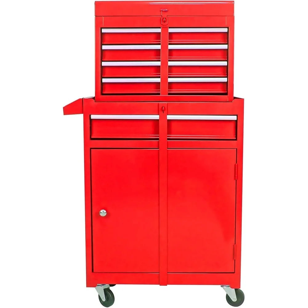 5-Drawer Tool Chest Rolling Organizer with Lockable Wheels Sliding Drawers Detachable Top Adjustable Shelf Tool Storage Cabinet