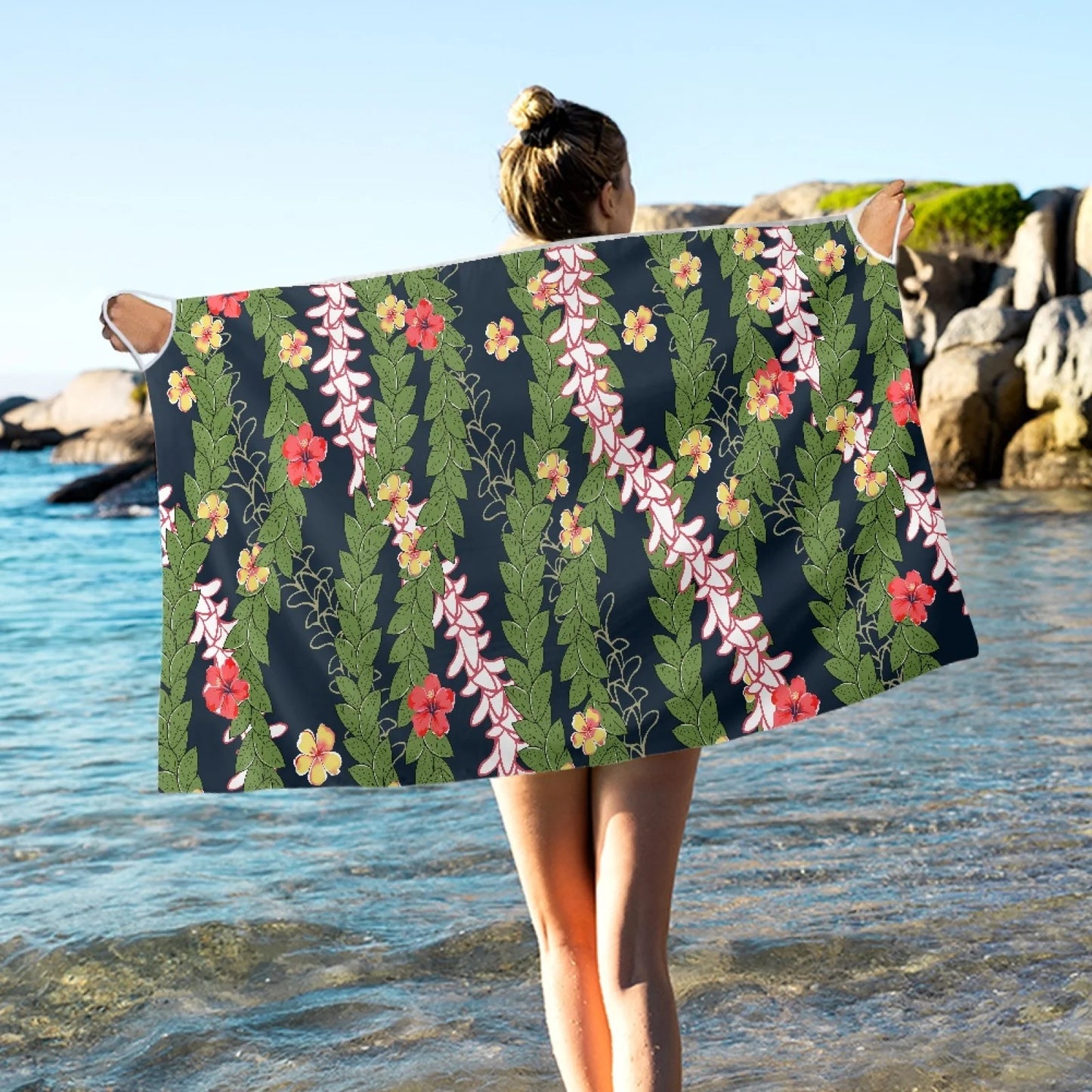 Enchanting Polynesia, Pua Kenini Artistic Scented Flowers, Prints on Demand, Luxury Custom Beach Shawls, Samoa Tropical Paradise