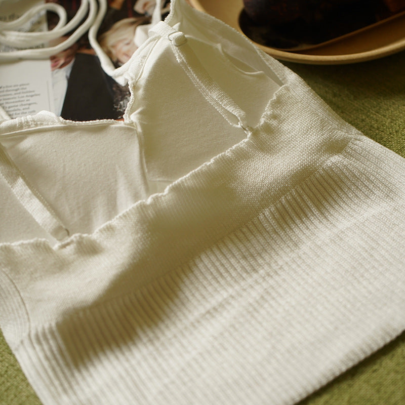 Detachable Ins Net Red Wind Not Bump Knitted Bra Vest