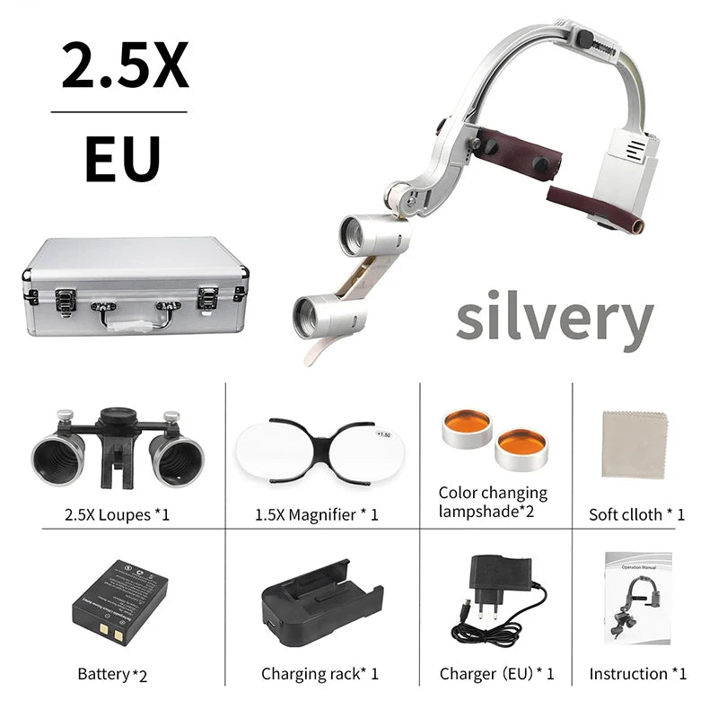 Dental Loupes Wireless LED Dental Headlight Lamp Rechargeable Headlamp Surgical Luxury Magnifying Glasses Dentists Lab Equipment