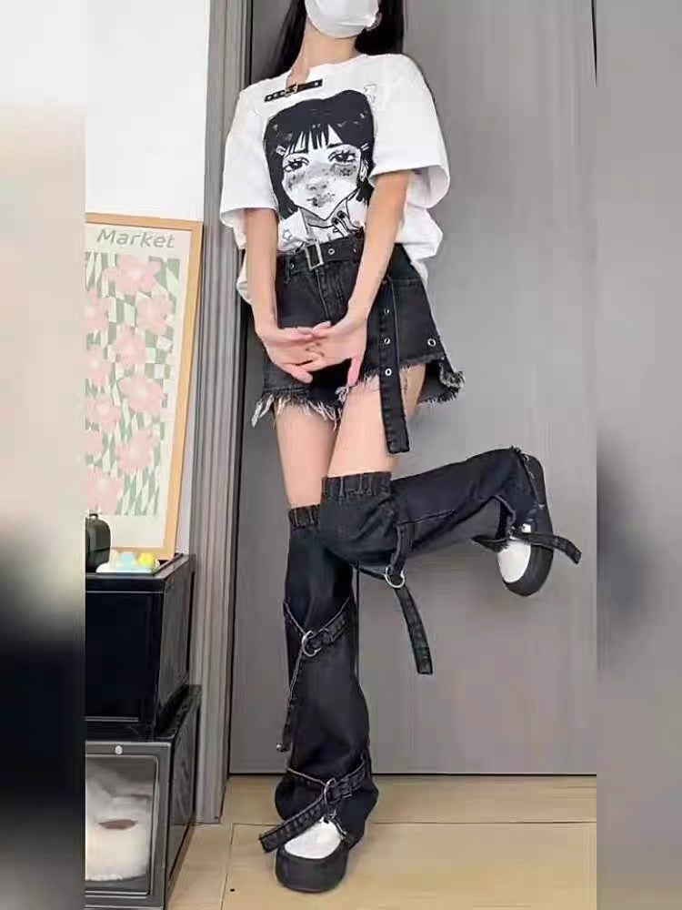Black Working Wear Denim Shorts Suit Women