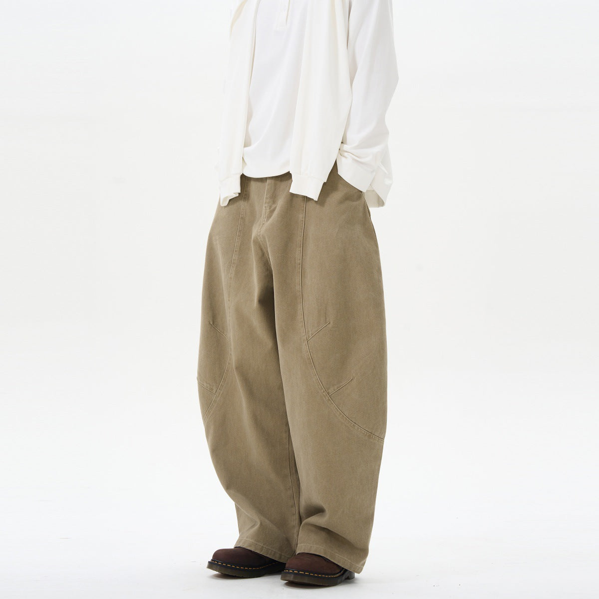 American Retro Green Brown Loose Matchet Pants Men And Women