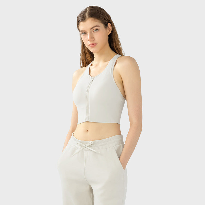 Explosion-proof Front Zipper One-piece Fixed Yoga Bra Top