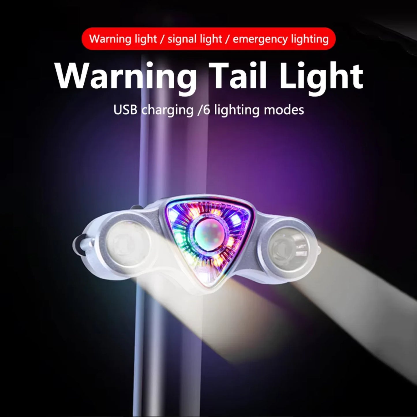 Bike Turn Signal Rear Light USB Rechargeable 6 Modes Bicycle Tail Light 9SMD 2LED Turn Signal Lamp Colorful White Red Light