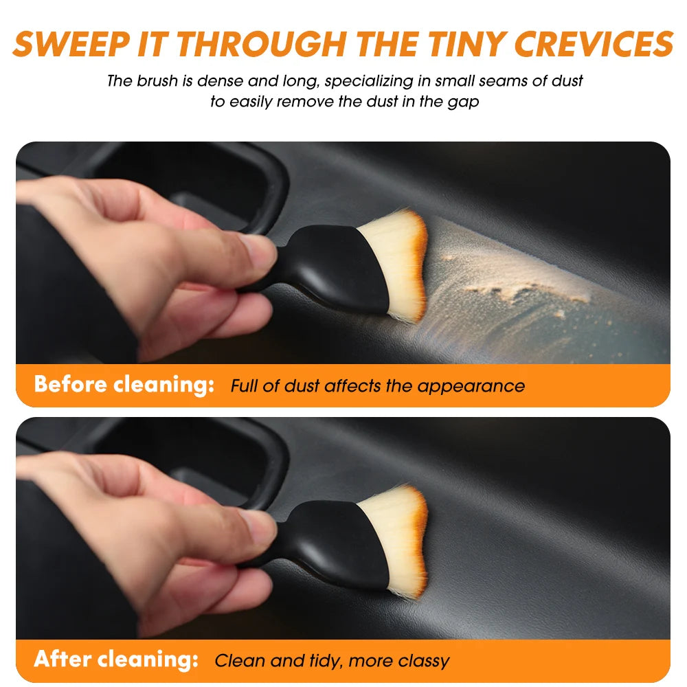 Car Air Vent Cleaning Soft Brush with Casing Car Interior Cleaning Tool Artificial Car Brush Cars Crevice Dusting Cars Detailing