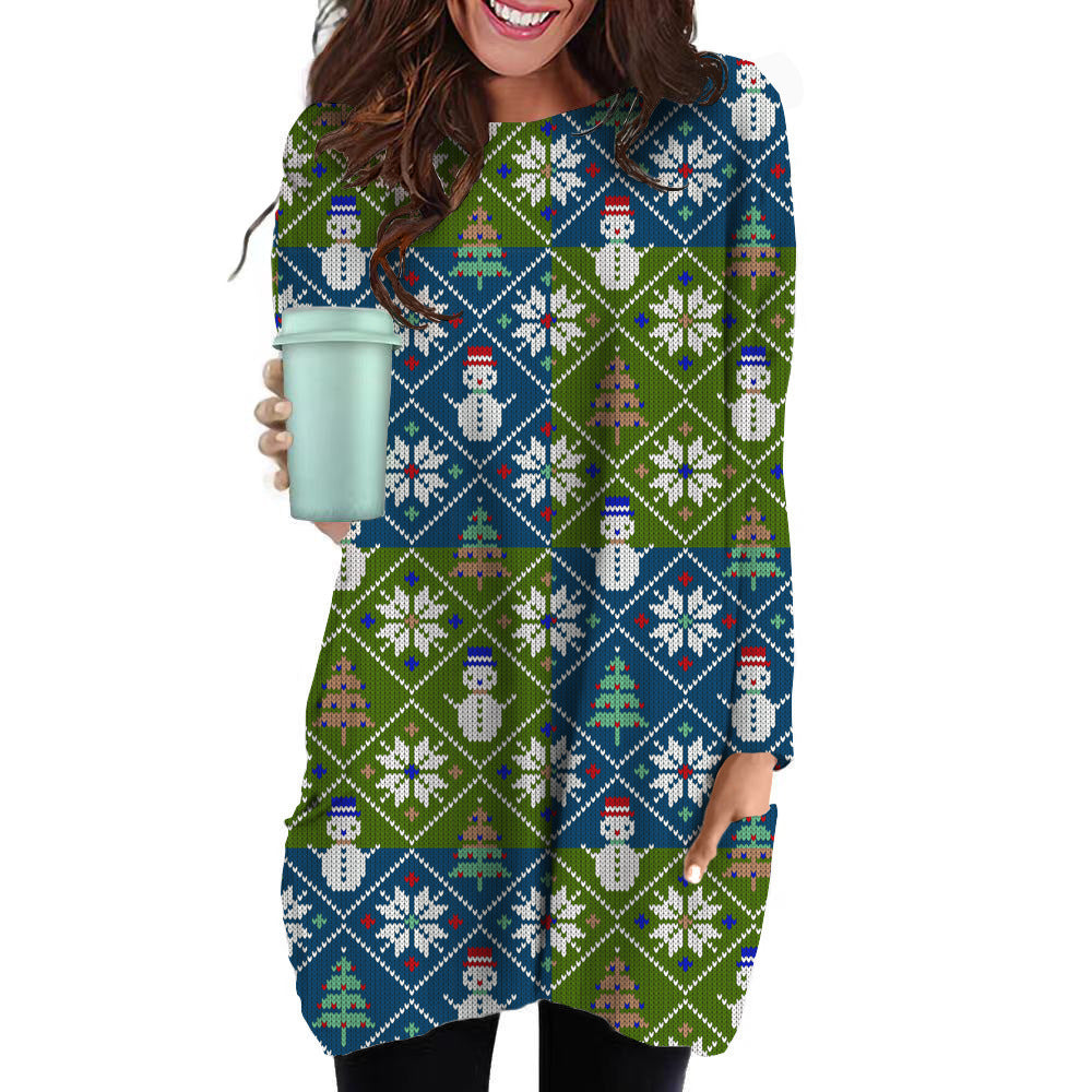 Fashion Long-sleeved Sweater Hot-selling Women's Pocket Skirt