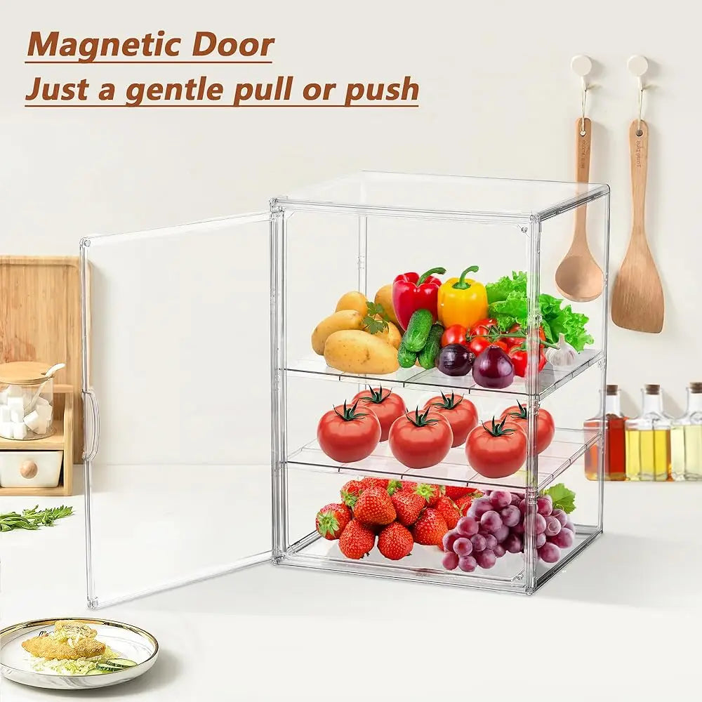 Bread Box For Kitchen Countertop Pastry Bakery Display Case 3 Layers Adjustable Large Bread Storage Container For Homemade