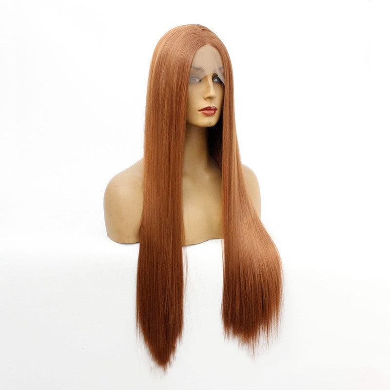 Brown silk synthetic front lace headgear
