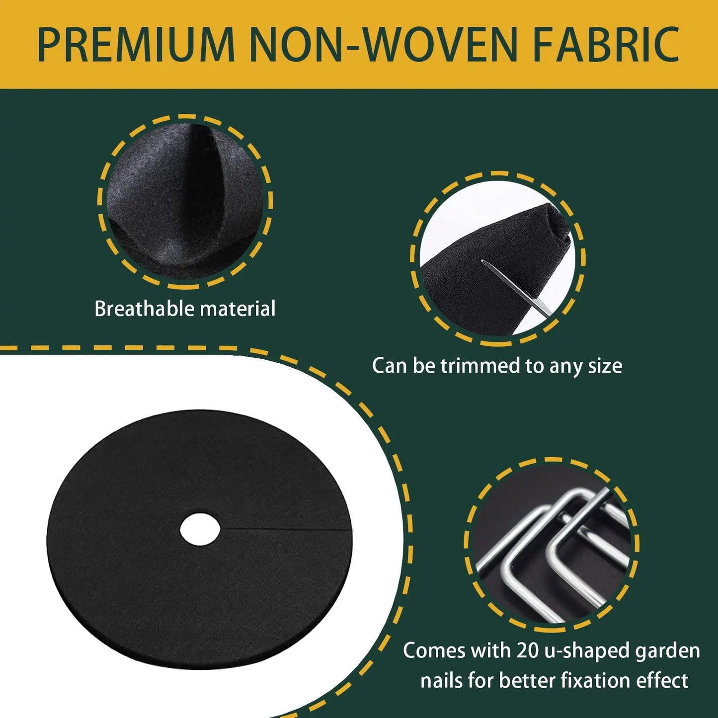 10PCS Non-Woven Tree Mulch Ring Weeding Barrier Protector Mat Plant Cover Anti Grass, Gardening Fabric Weed Control outdoor