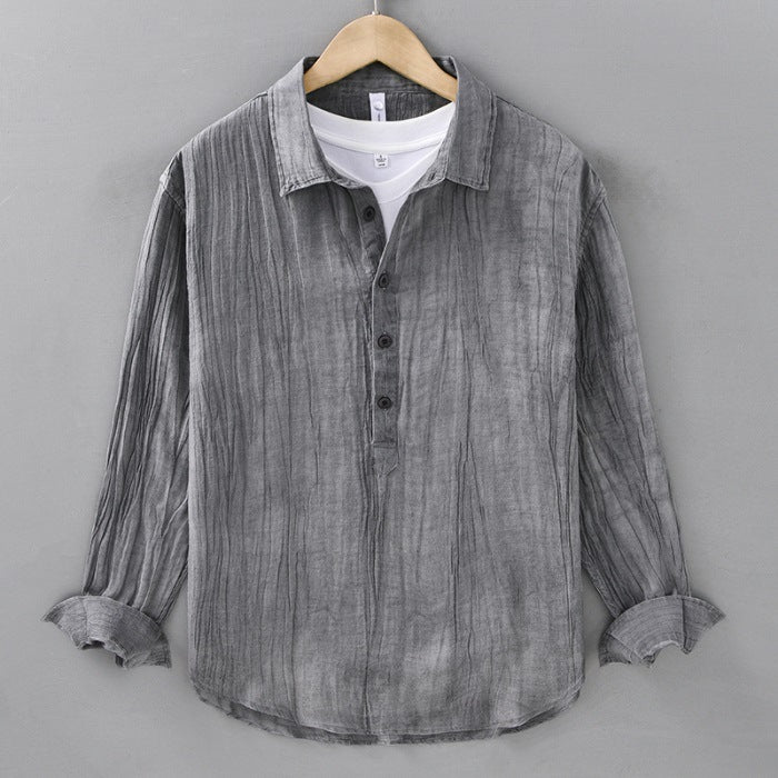 Casual Crumpled Pullover Linen Shirt