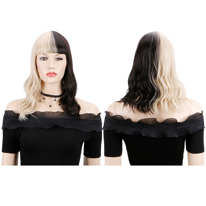 Black and white straight hair curls
