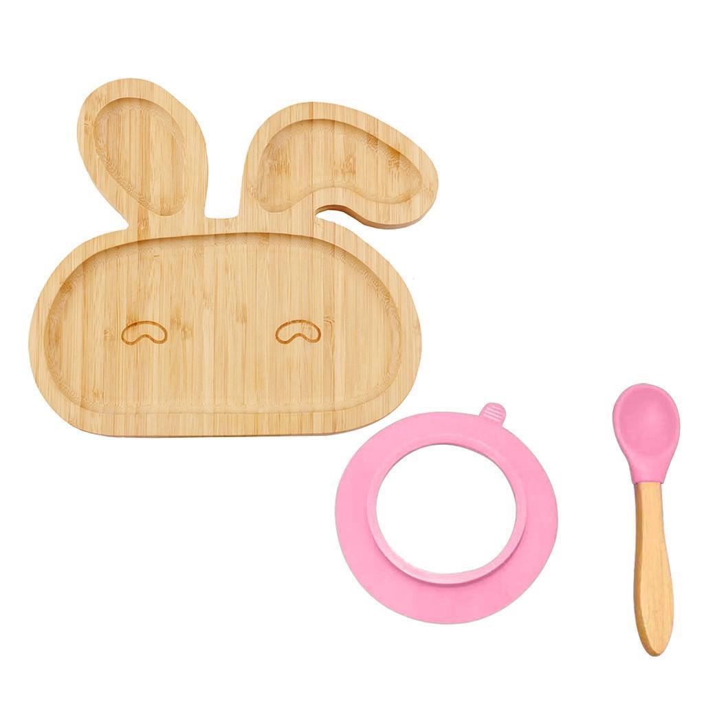 Baby Toddler Bamboo Bowl Spoon Feeding Cutlery Set Ca