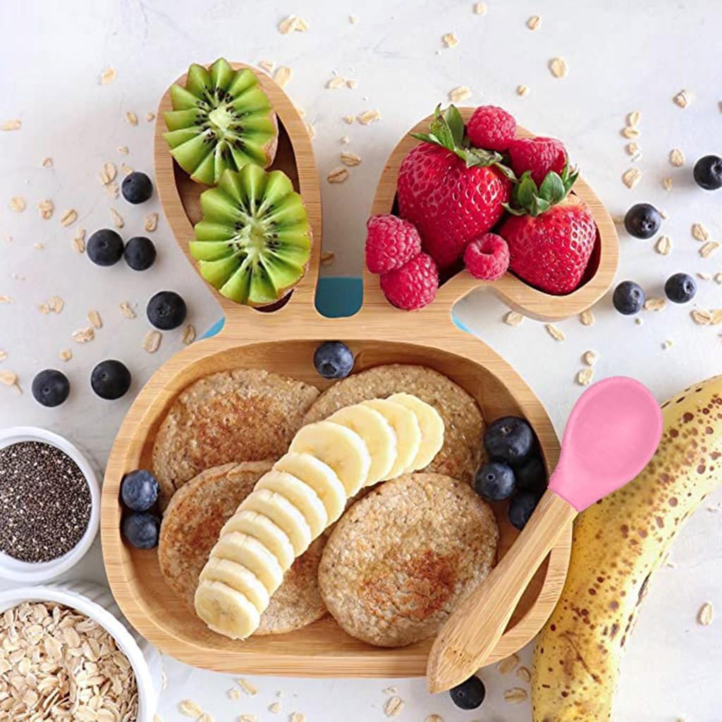 Baby Toddler Bamboo Bowl Spoon Feeding Cutlery Set Ca