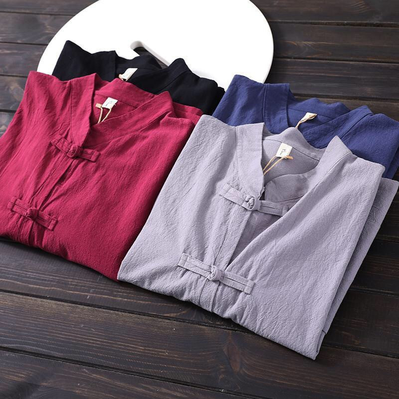 Casual Retro Buttoned Cotton And Linen Cardigan Shirt Jacket