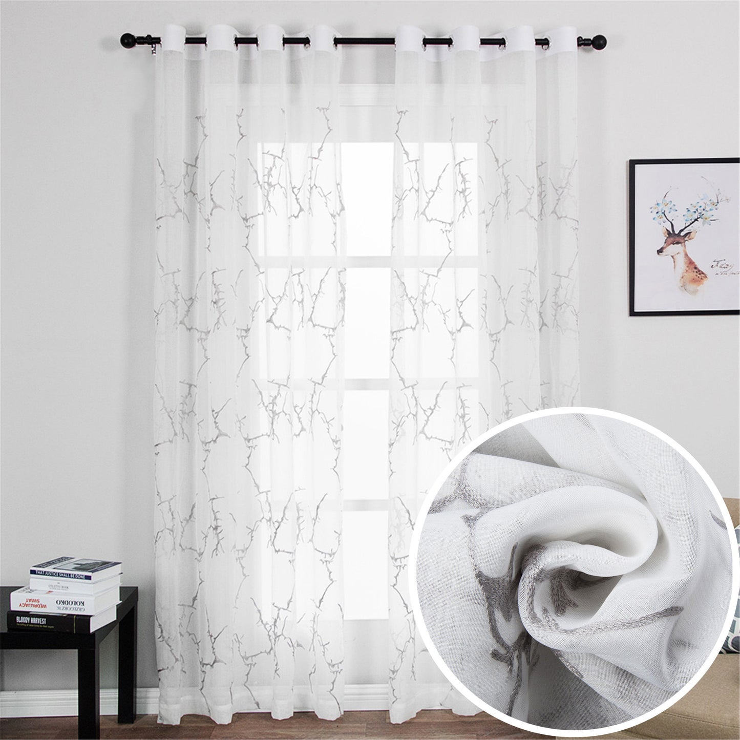 Children's Room Football Embroidered Window Screen