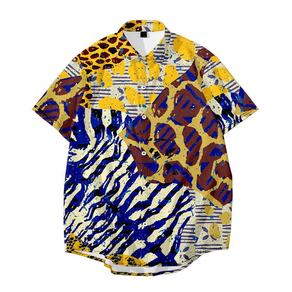 Fashion Men's Shirts Geometric Camouflage Personality