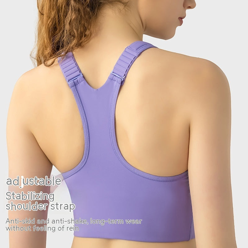 Explosion-proof Front Zipper One-piece Fixed Yoga Bra Top
