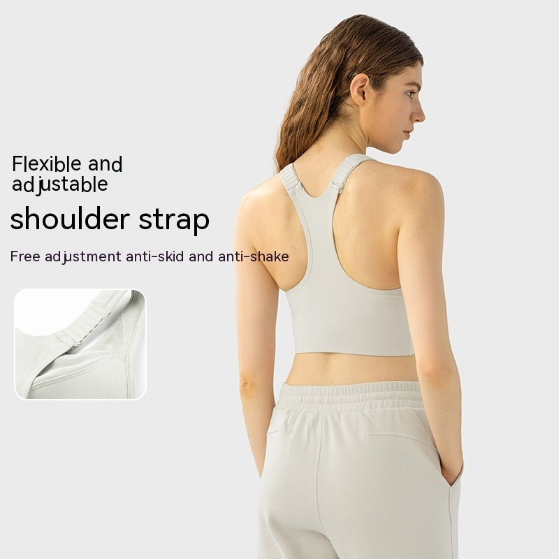 Explosion-proof Front Zipper One-piece Fixed Yoga Bra Top