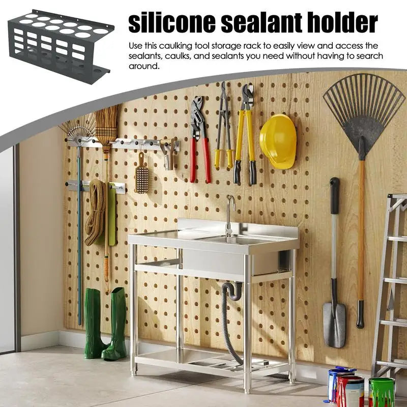 Caulk Tube Holder Organizer For Workshop Work Space Tubes Rack Wall Mounted Space-saving For Workshop 11 Caulking Tubes