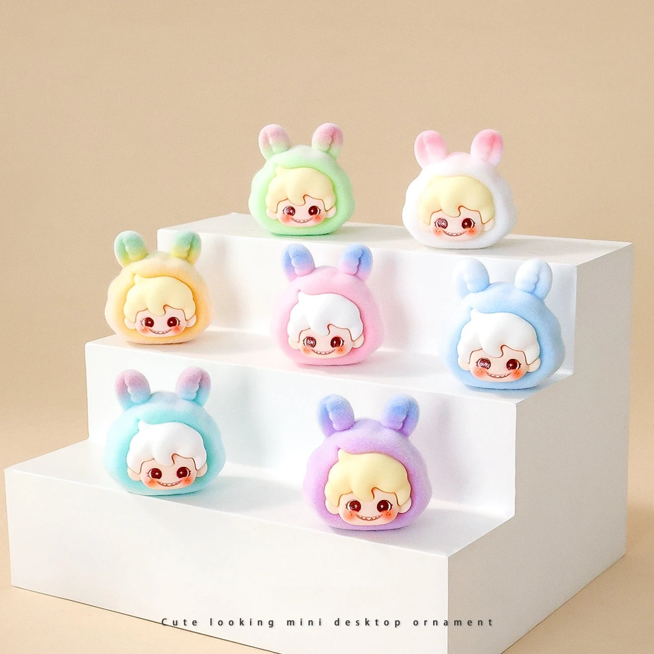 Blind box 9pcs Dimoo Labubu Lovely Anime Flocked Action Figure Decorative Pendant Desktop Kawaii Dolls Car Ornaments Toy Gifts