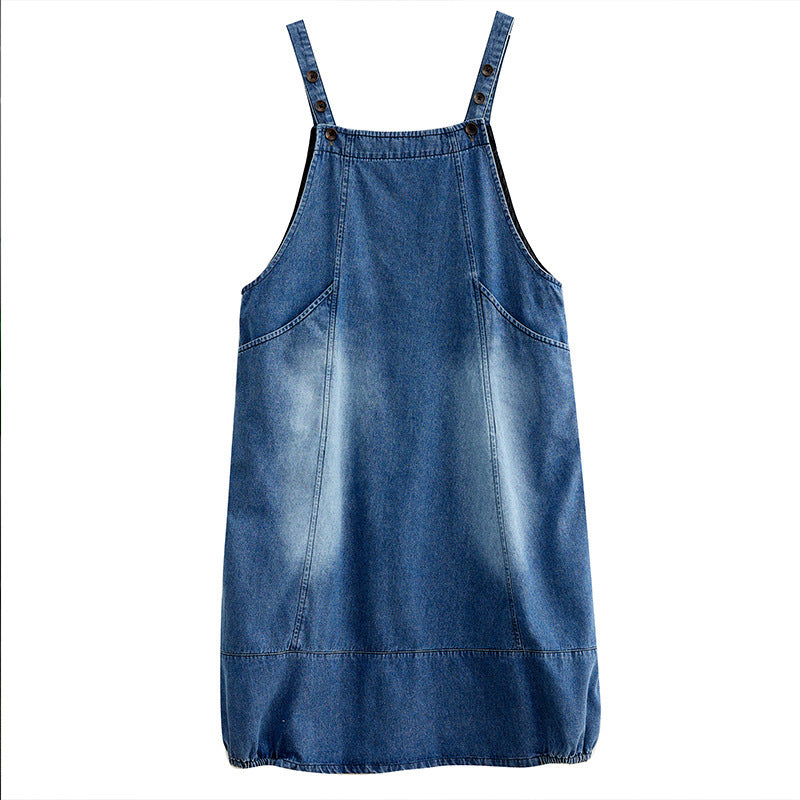Fashion Loose Denim Strap Dress Women