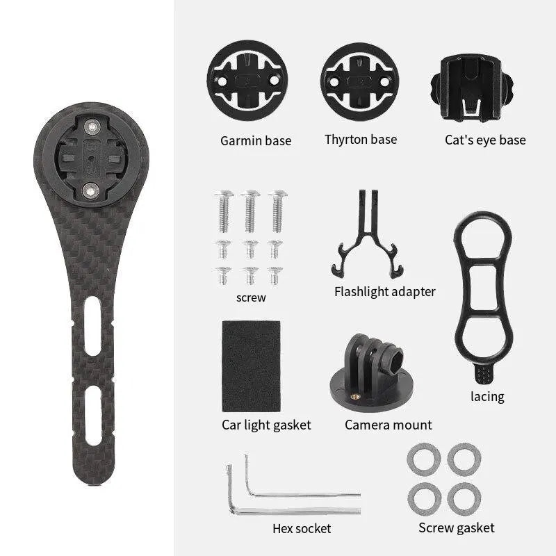 Carbon Fiber Bicycle Computer Holder Bike Handlbar Computer Mount Cycling Speedometer Support Holder for Garmin Bryton Wahoo