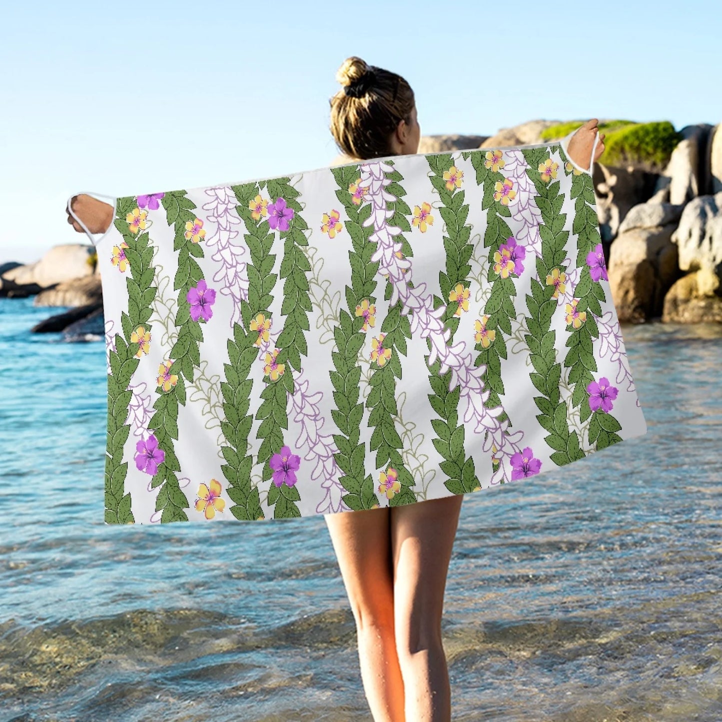 Enchanting Polynesia, Pua Kenini Artistic Scented Flowers, Prints on Demand, Luxury Custom Beach Shawls, Samoa Tropical Paradise