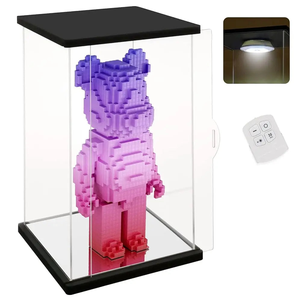 Clear Acrylic Display Case With Remote Control Light For Bearbrick, Dustproof Model Showcase Organizer Box, Display Case For