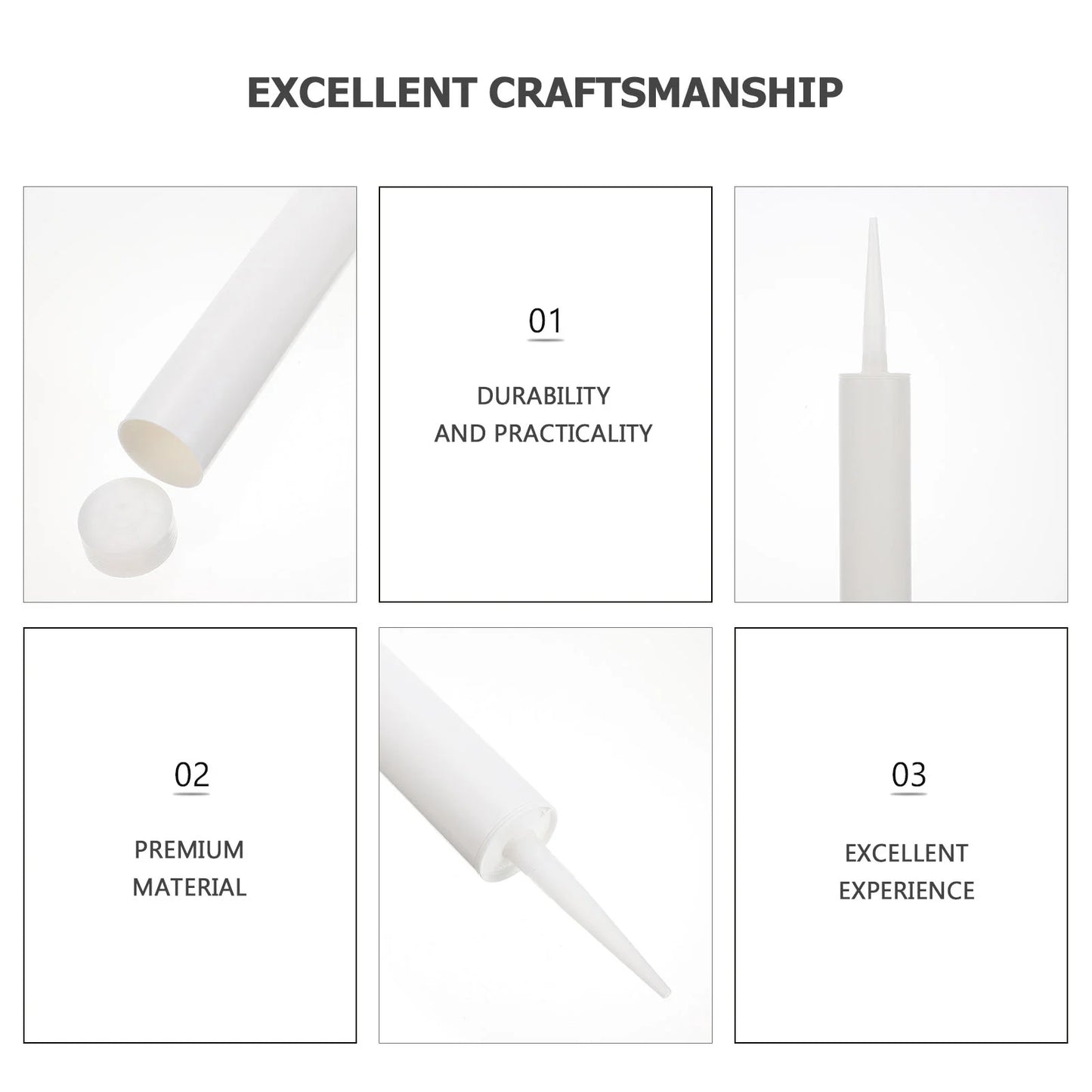 8 set 300ml Glass Glue Empty Tubes Refillable Sealant Caulk Tube White Color Waterproof Easy Installation Quick Application