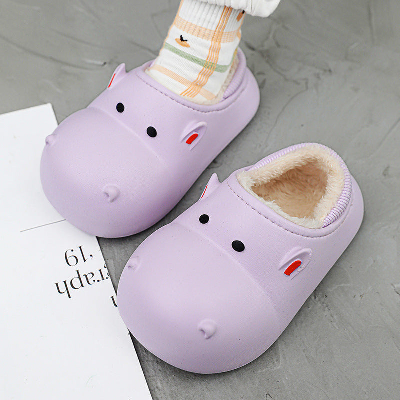 Children's Cotton Shoes Winter Fleece-lined Warm Cartoon Home Cotton Slippers
