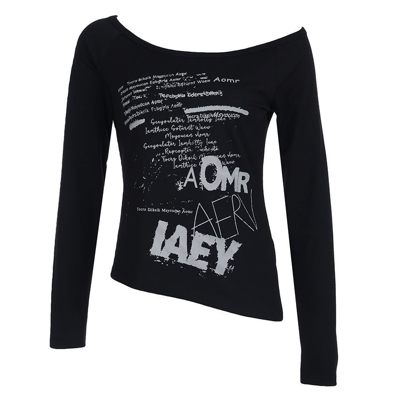 European And American T-shirt Female Letter Print Top