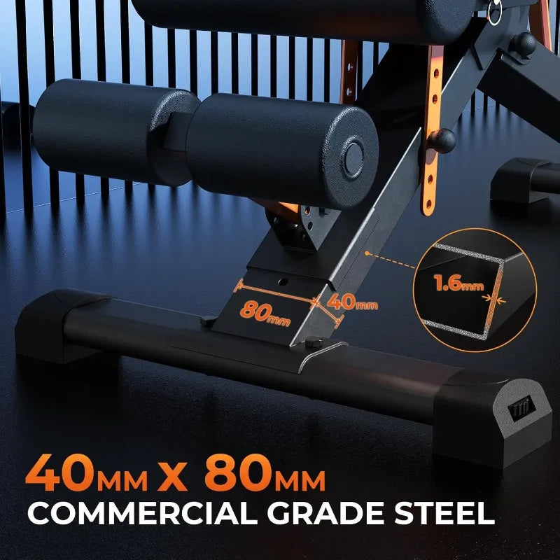 900LBS Foldable Adjustable Weight Bench for Home Gym - Heavy Duty Steel, Flat/Incline/Decline, Sit Up, Strength Training