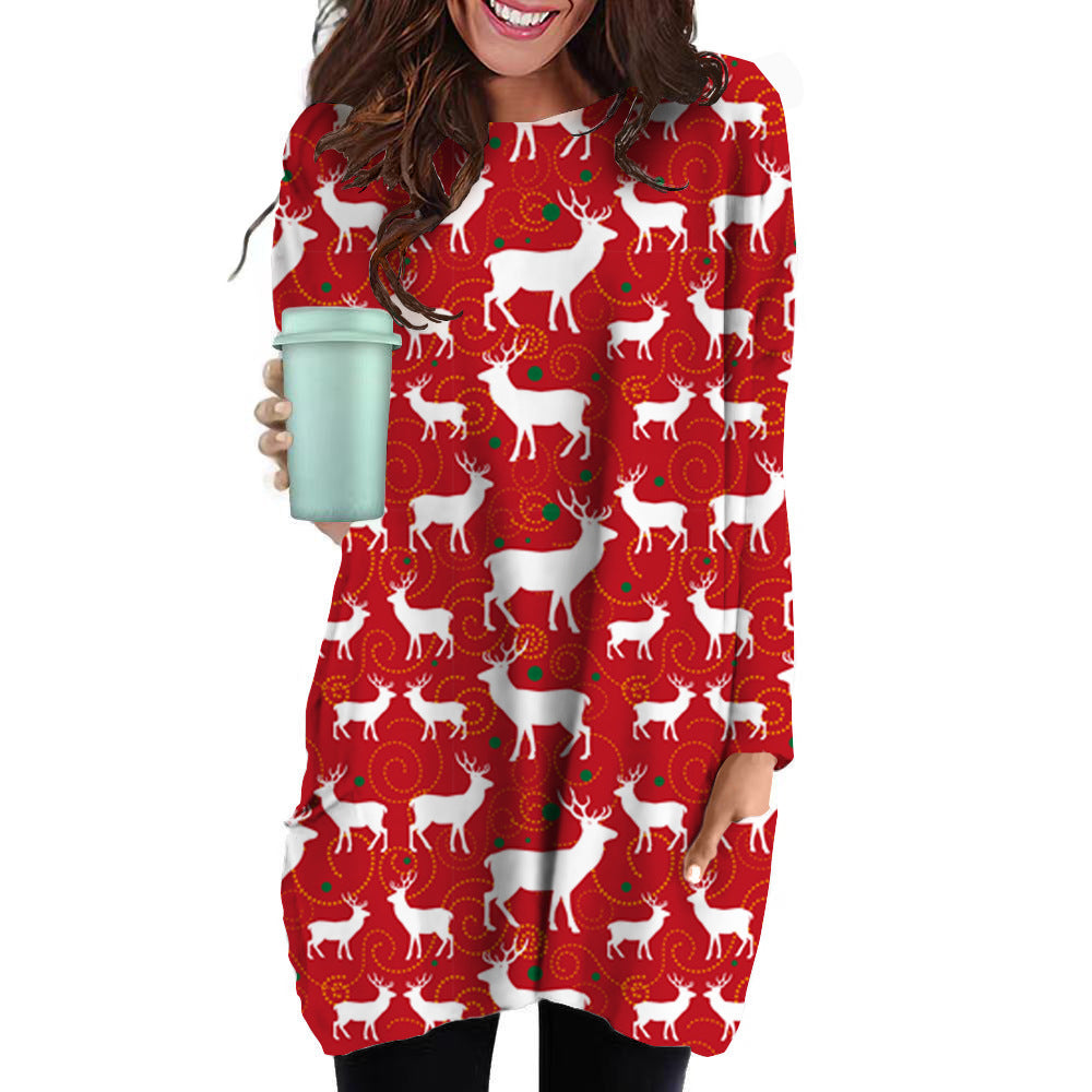 Fashion Long-sleeved Sweater Hot-selling Women's Pocket Skirt