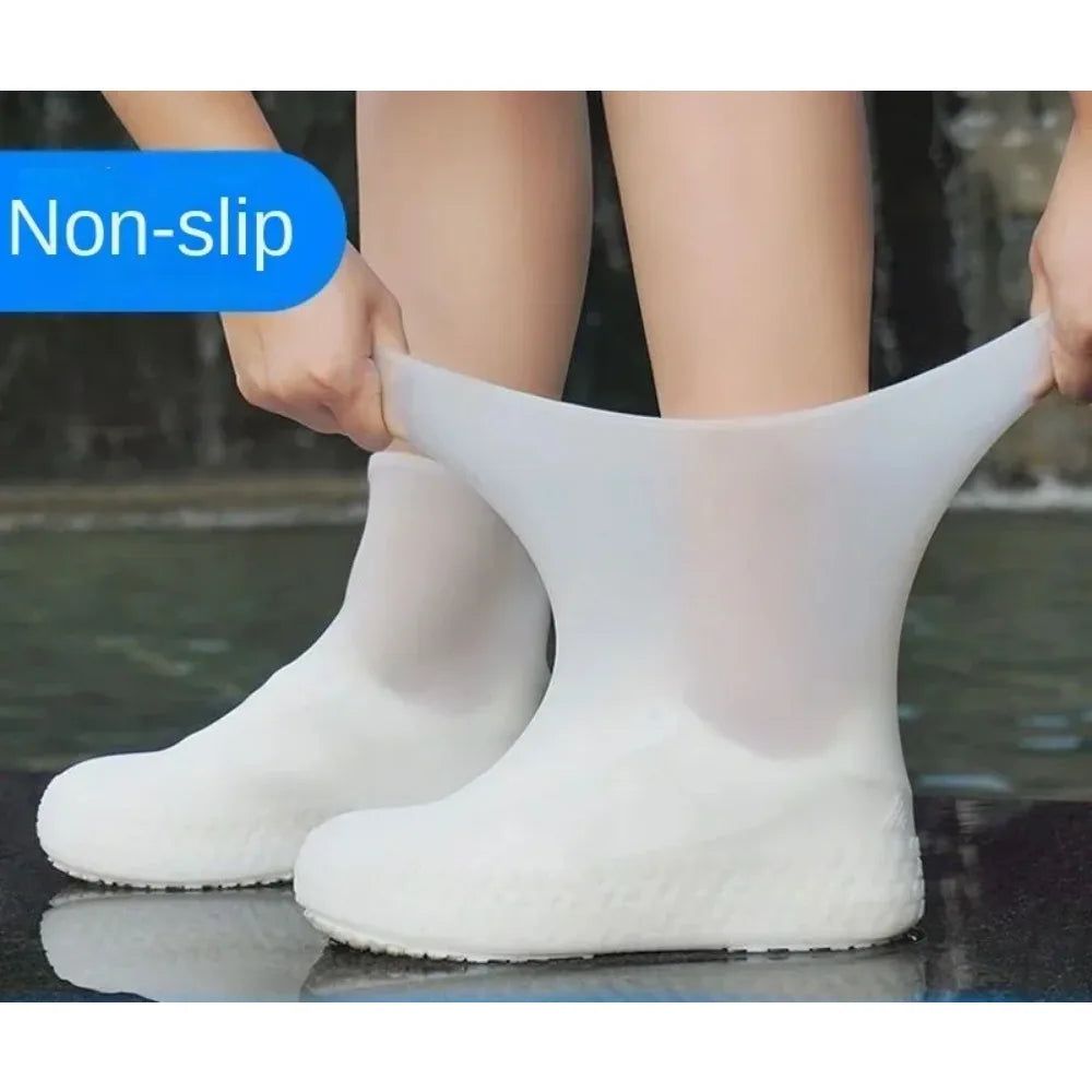 1 Pair Rubber Rain Boot Overshoes For Outdoor Use, Silicone Waterproof Shoe Covers, Rainy Day Shoe Cover, Reusable Non-Slip Rain