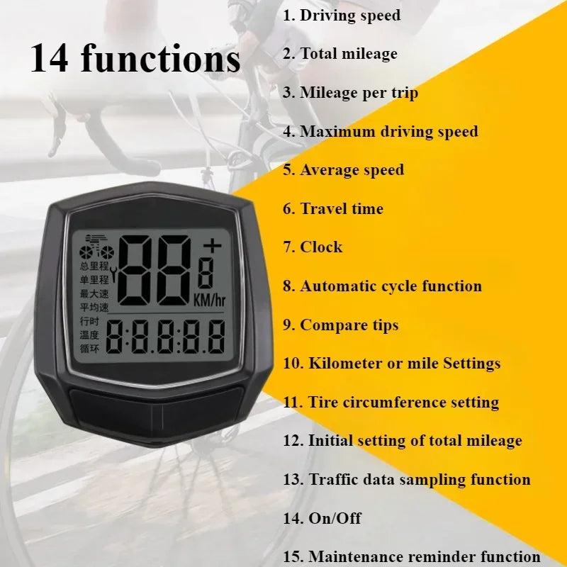 Bicycle Code Meter Easy To Carry Code Meter Speedometer Chinese and English Cable Code Plastic Meter Speedometer