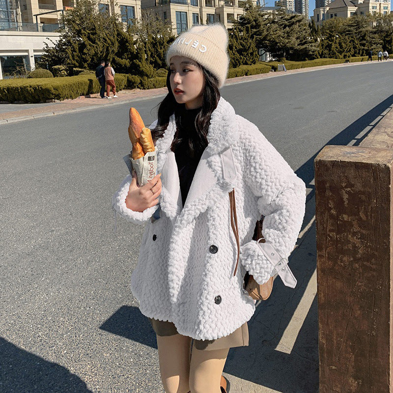 Fashion Ladies Winter Plush Lamb Wool Coat
