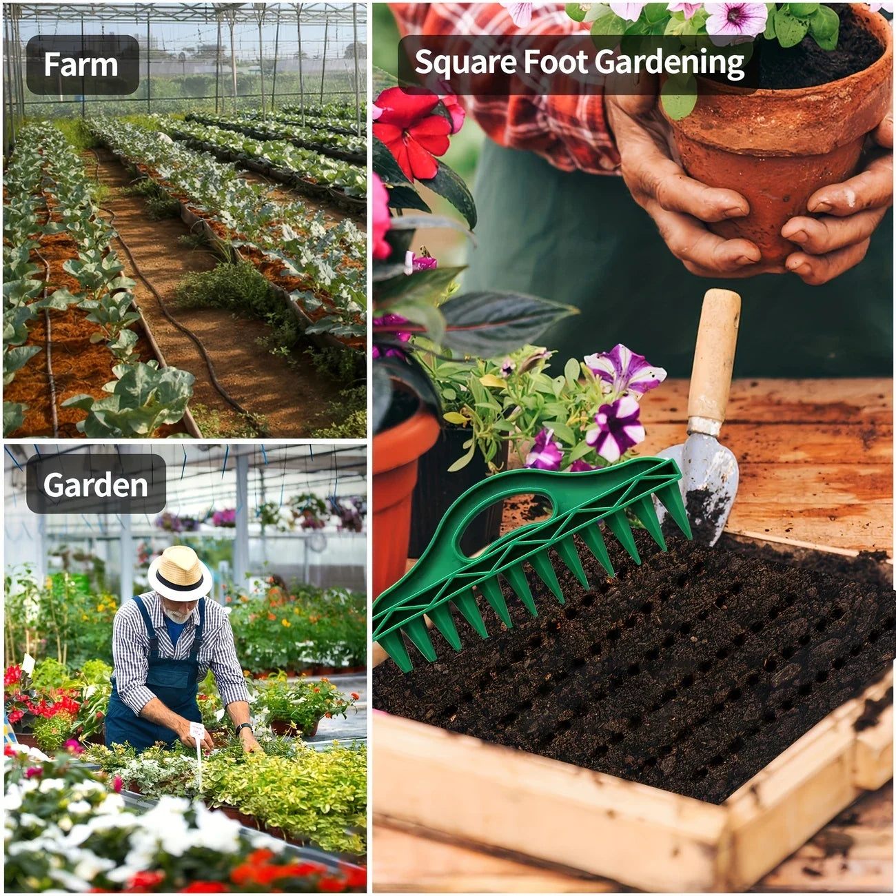 1/2pcs Green Handheld Seeder Tool with 12-Hole Design, Durable Gardening Rice Planter for Seeding and Soil Loosening