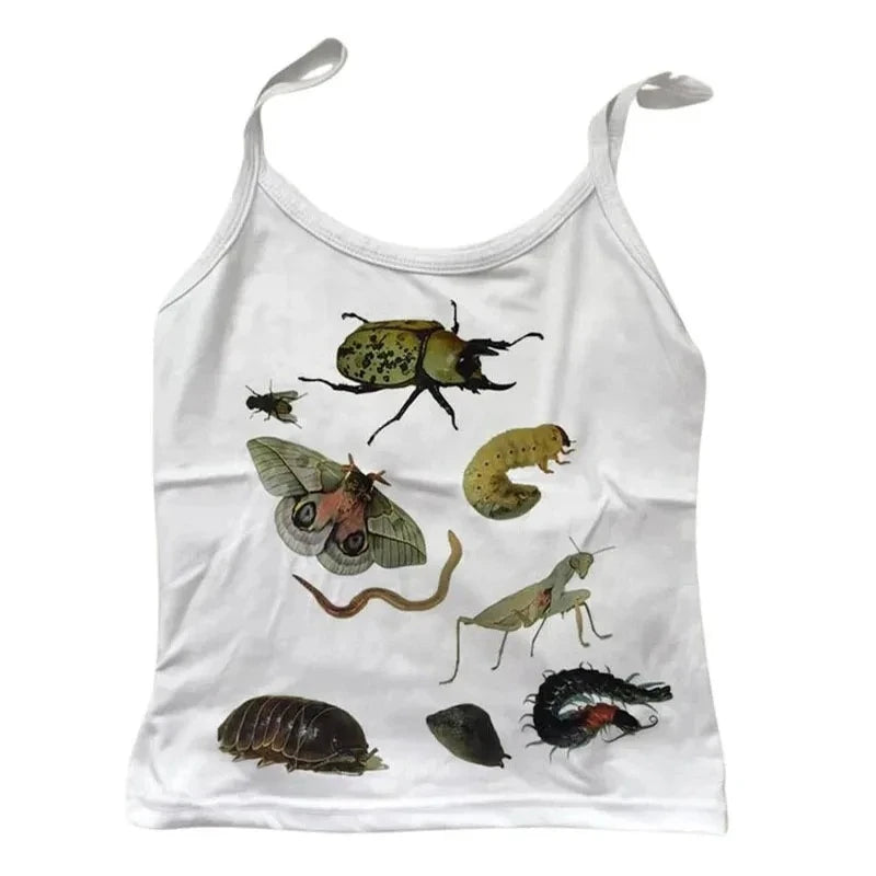90s summer aesthetic clothing women's crop top women's Y2k style printed sleeveless women's sexy vest streetwear