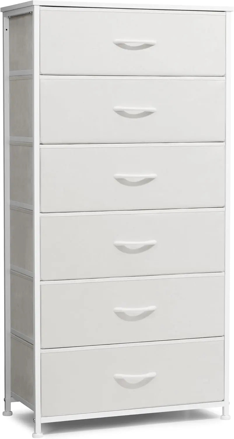 Crestlive Products Dresser For Bedroom With 6 Drawers, Tall Chest Of Drawers, White Dressers Bedroom Furniture, Storage