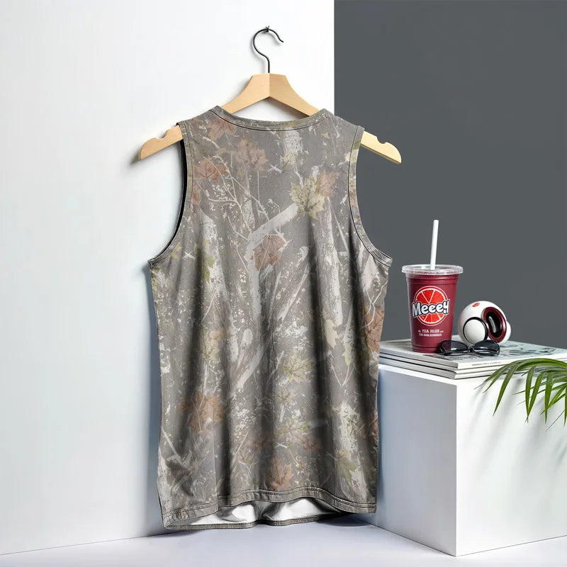 Camouflage Mens Vest Street Fashion Round Neck Sleeveless Tshirt Printed Daily Outdoor Sports Fitness Running Top 2025 New Style