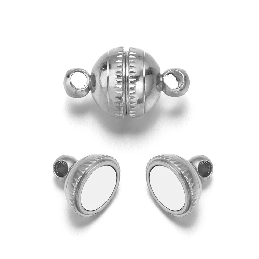 5Pcs/Lot 8/10mm Round Magnetic Connectors Clasps Magnet Charms End Cap for DIY Jewelry Making Couple Bracelet Necklace Accessori