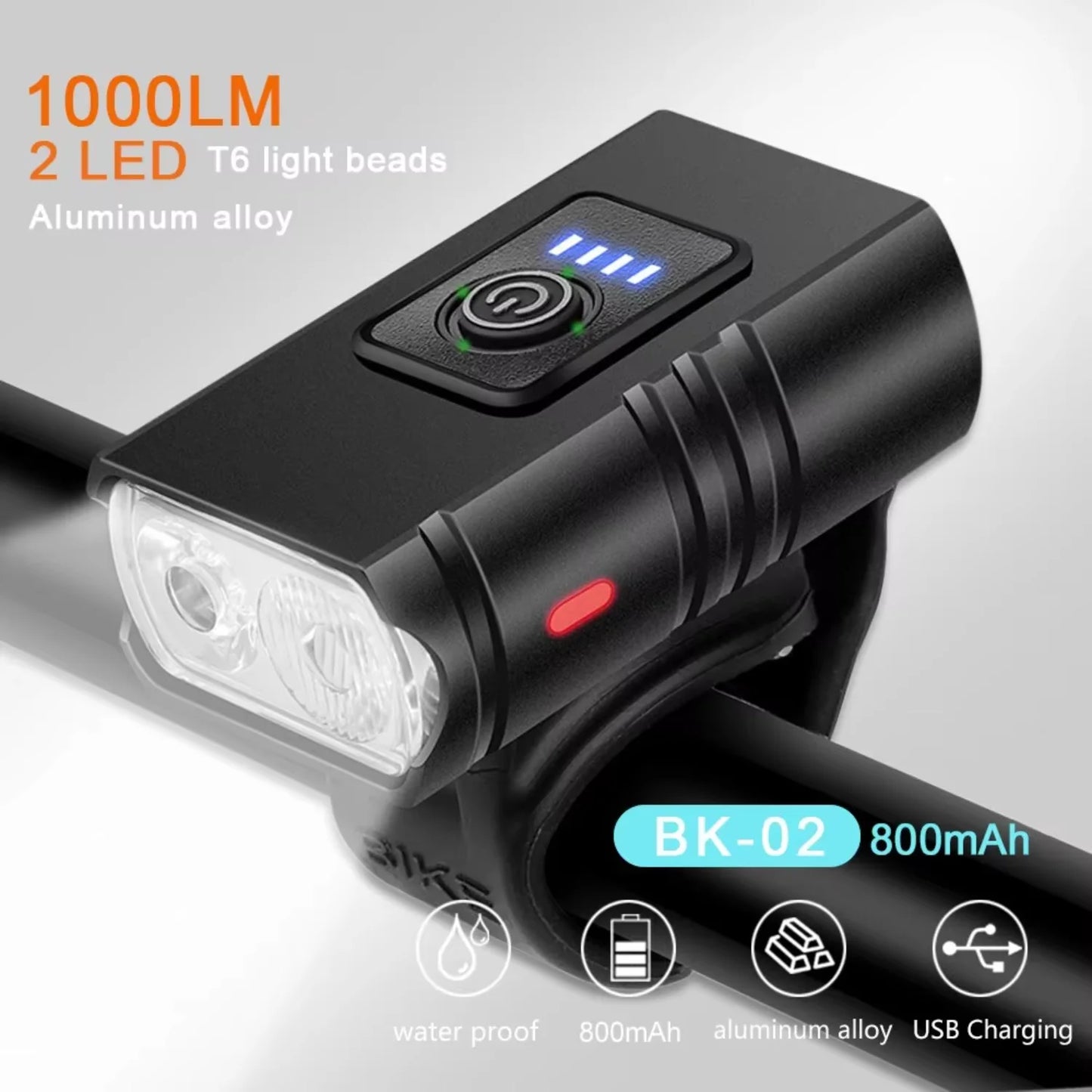 BK02 Bike Light USB Rechargeable T6 Bicycle Lights 6 Modes MTB Flashlight Bicycle Headlight Cycling Bicycle Front Lamp