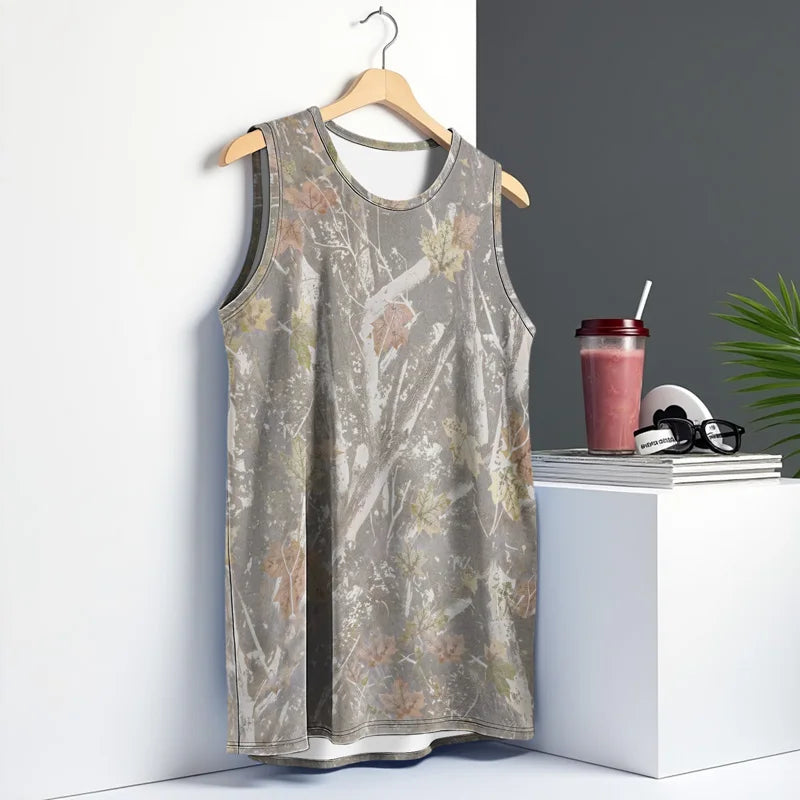 Camouflage Mens Vest Street Fashion Round Neck Sleeveless Tshirt Printed Daily Outdoor Sports Fitness Running Top 2025 New Style