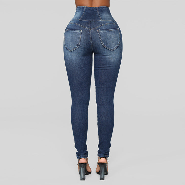European And American Women's High Waist Slim Jeans Women