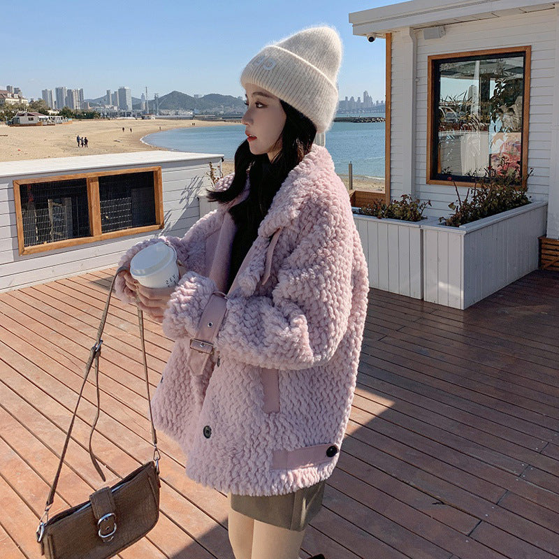 Fashion Ladies Winter Plush Lamb Wool Coat